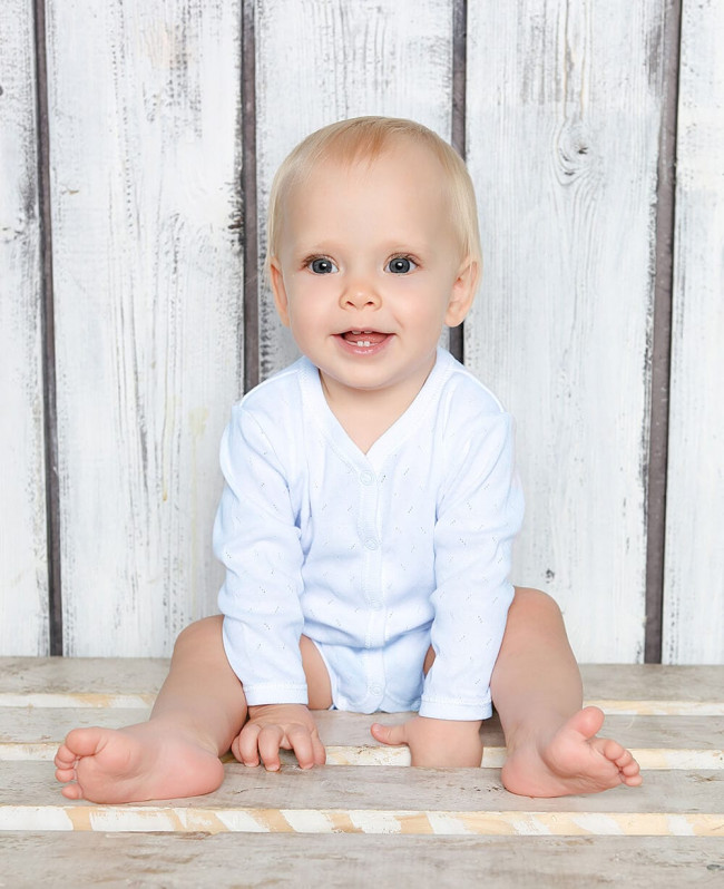 Боди с длинным рукавом, голубой, Ажур