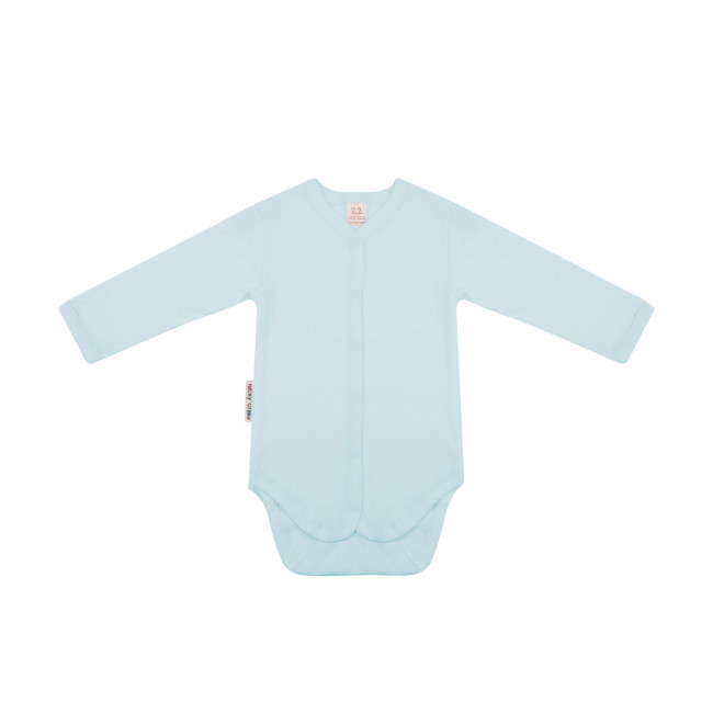 Боди с длинным рукавом, голубой, Ажур