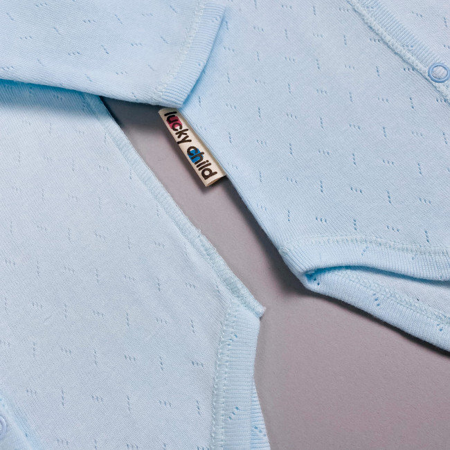 Боди с длинным рукавом, голубой, Ажур