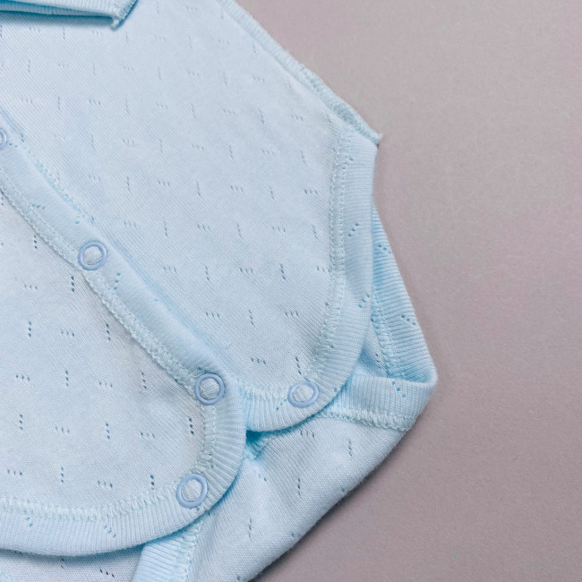 Боди с длинным рукавом, голубой, Ажур