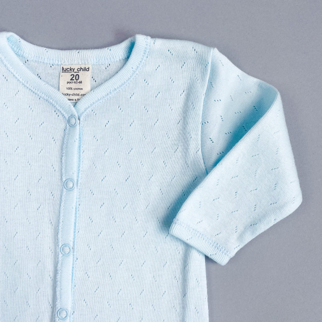 Боди с длинным рукавом, голубой, Ажур