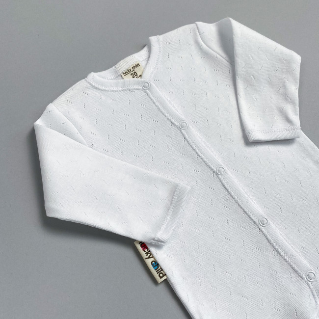 Боди с длинным рукавом, белый, Ажур