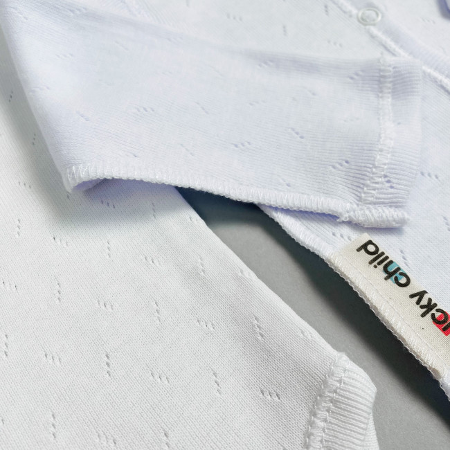 Боди с длинным рукавом, белый, Ажур