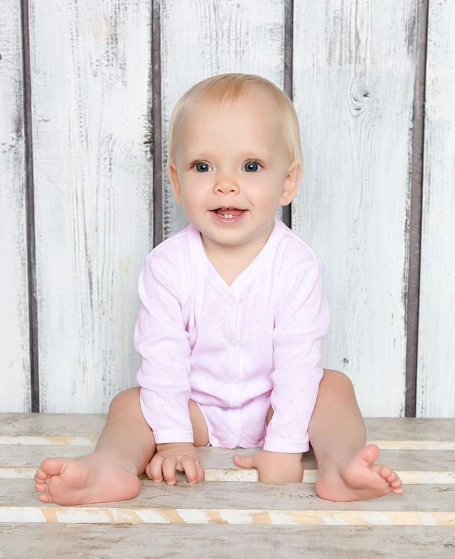 Боди с длинным рукавом, розовый, Ажур