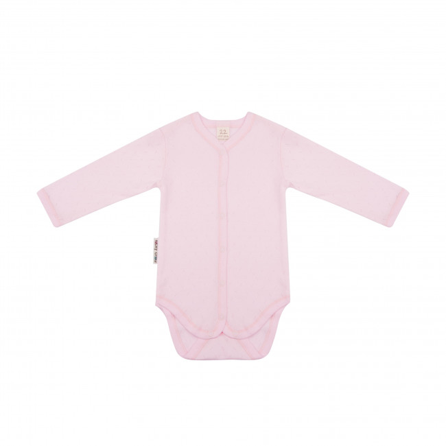 Боди с длинным рукавом, розовый, Ажур