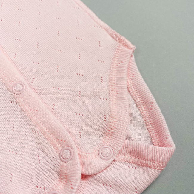 Боди с длинным рукавом, розовый, Ажур