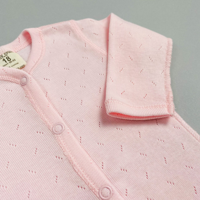 Боди с длинным рукавом, розовый, Ажур