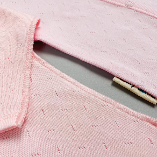 Боди с длинным рукавом, розовый, Ажур