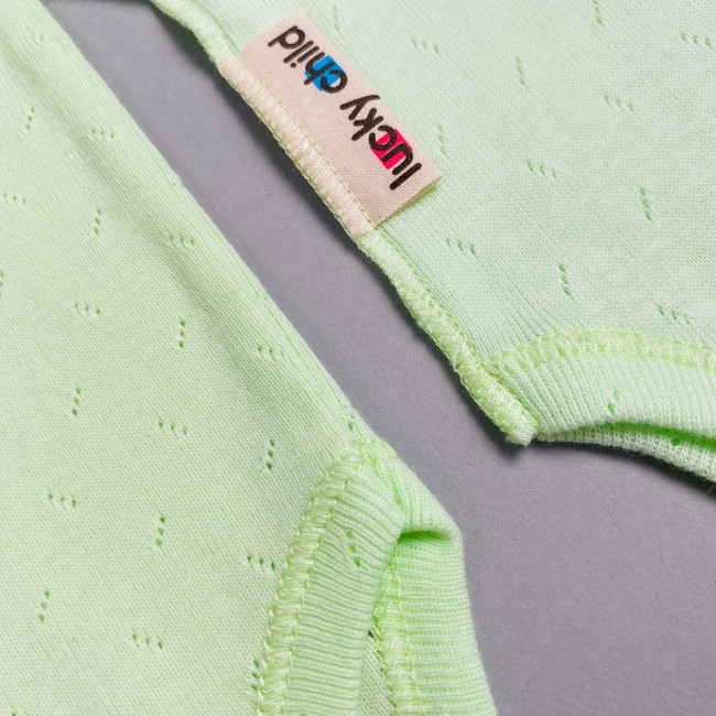 Боди с длинным рукавом, киви, Ажур