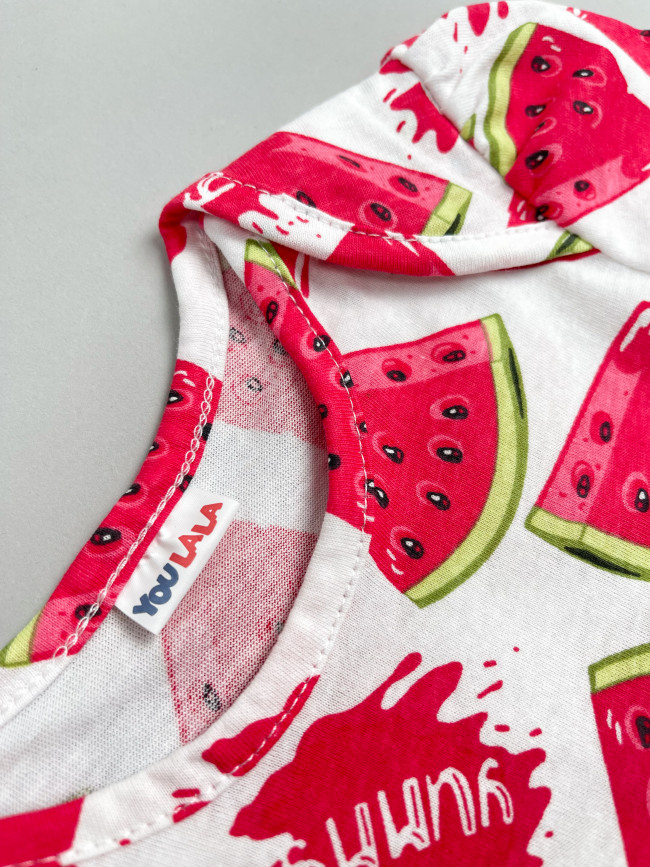 Платье детское с коротким рукавом, Арбузное лето Платье детское с коротким рукавом, Арбузное лето