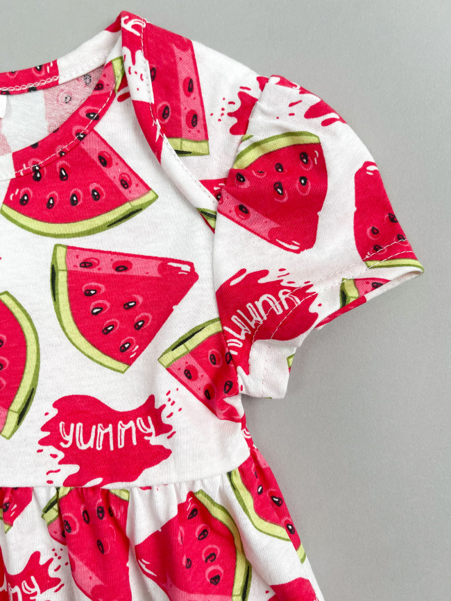 Платье детское с коротким рукавом, Арбузное лето Платье детское с коротким рукавом, Арбузное лето