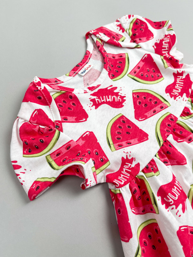 Платье детское с коротким рукавом, Арбузное лето Платье детское с коротким рукавом, Арбузное лето