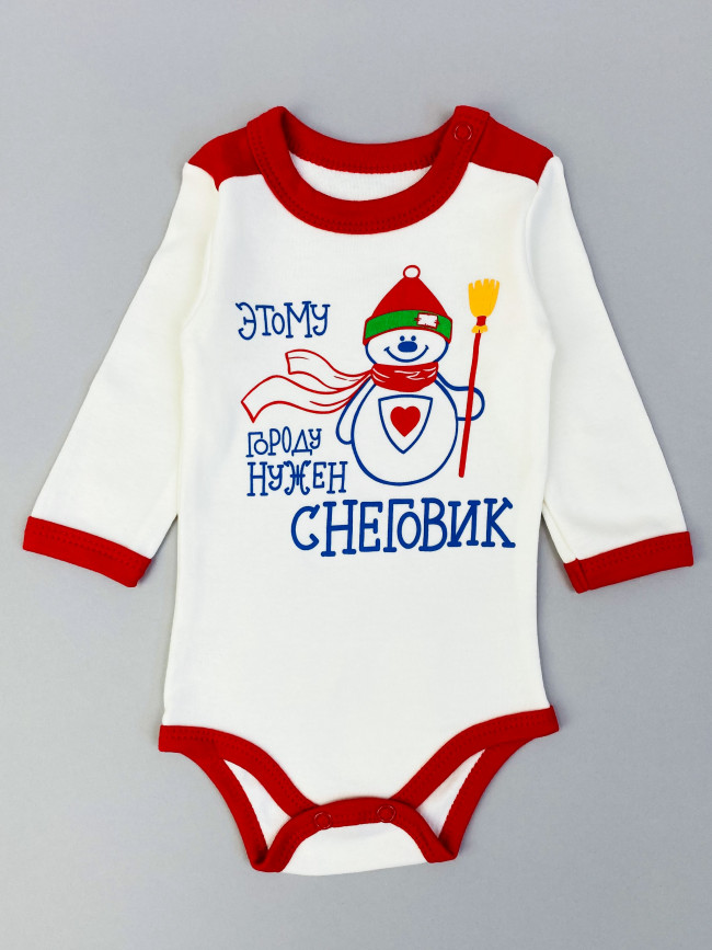 Полукомбинезон детский, молочный, Снеговик