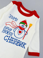 Полукомбинезон детский, молочный, Снеговик