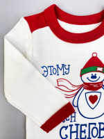 Полукомбинезон детский, молочный, Снеговик