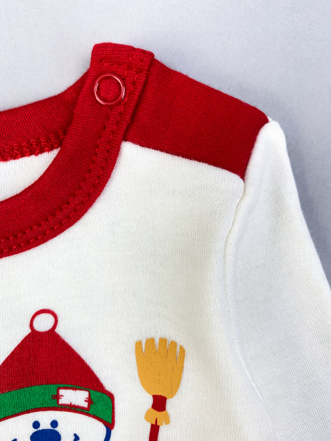 Полукомбинезон детский, молочный, Снеговик