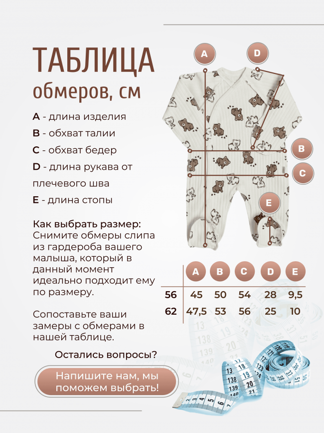 Набор детских комбинезонов на кнопках, Ванилька, Мишкин сон