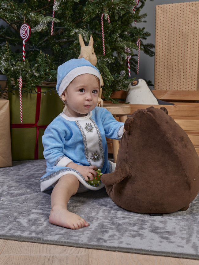 Детское нарядное платье для девочки с шапкой, Снегурочка