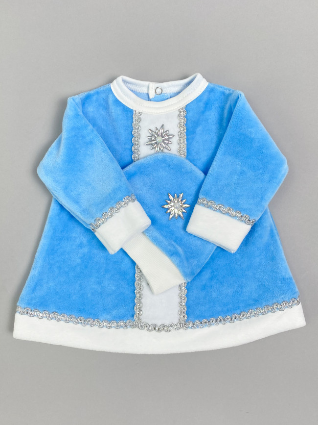 Детское нарядное платье для девочки с шапкой, Снегурочка