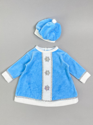 Детское нарядное платье для девочки с шапкой, Снегурочка