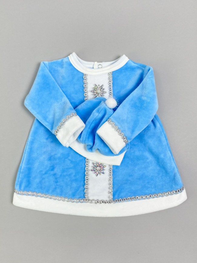 Детское нарядное платье для девочки с шапкой, Снегурочка