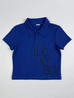 Футболка для мальчика, синяя, Lucky boy