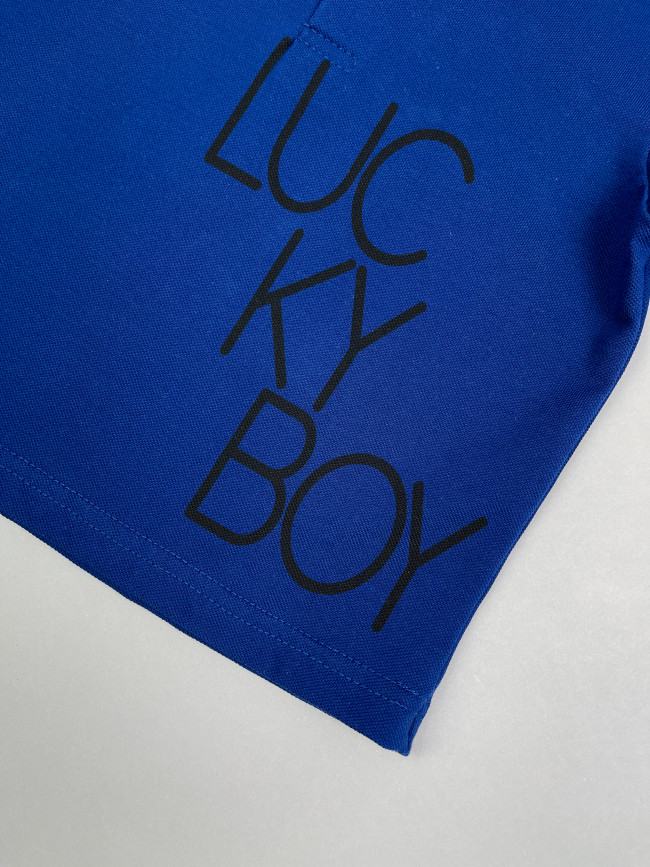 Футболка для мальчика, синяя, Lucky boy Футболка для мальчика, синяя, Lucky boy