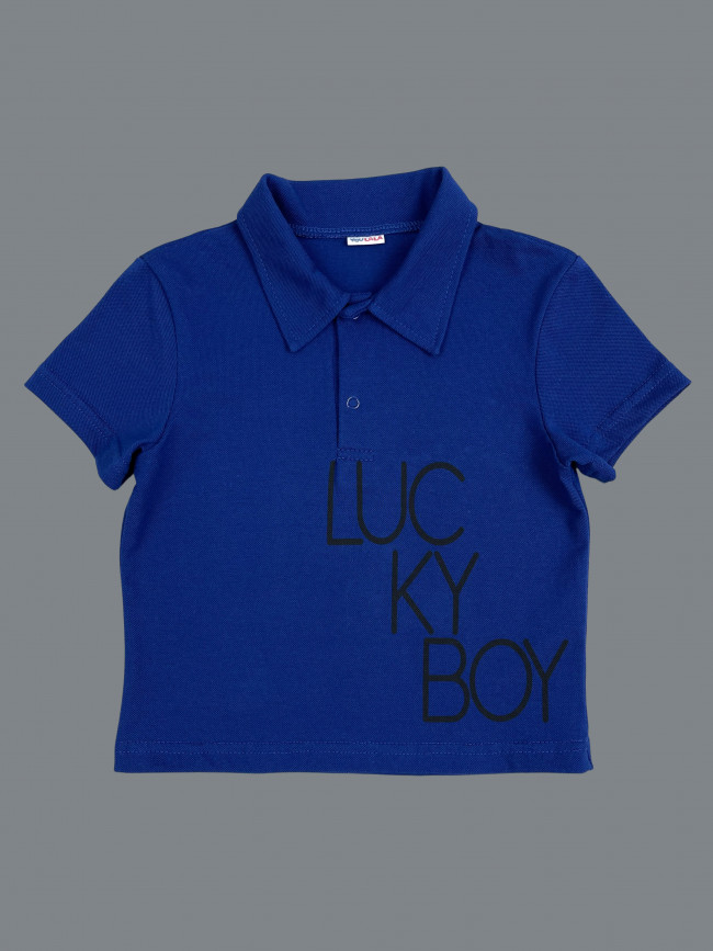 Футболка для мальчика, синяя, Lucky boy Футболка для мальчика, синяя, Lucky boy