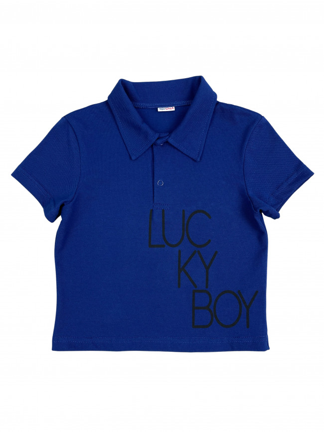 Футболка для мальчика, синяя, Lucky boy Футболка для мальчика, синяя, Lucky boy