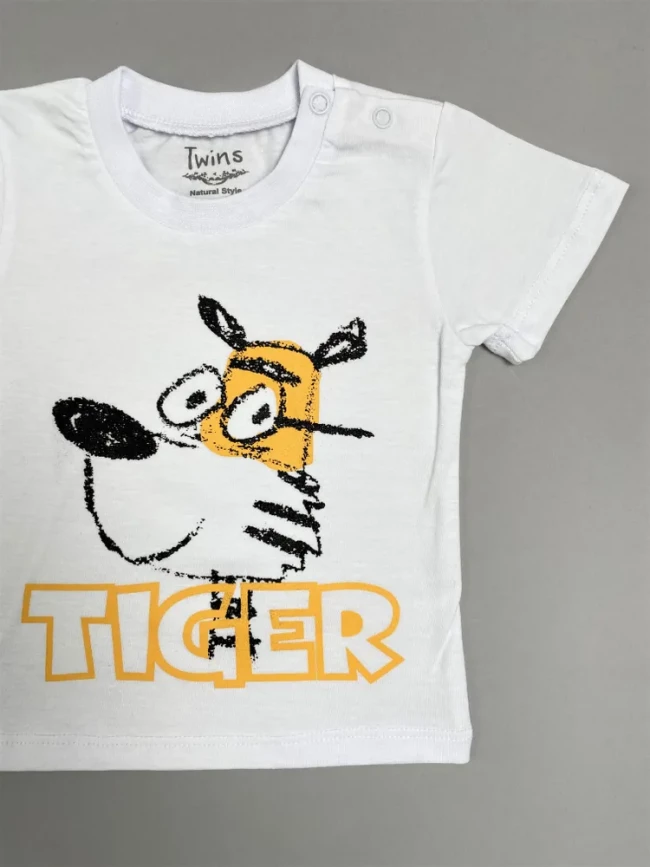 Футболка детская c коротким рукавом Tiger, белая Футболка детская c коротким рукавом Tiger, белая