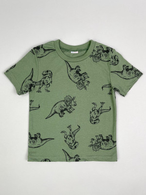 Детская футболка с коротким рукавом, Динозавры, хаки
