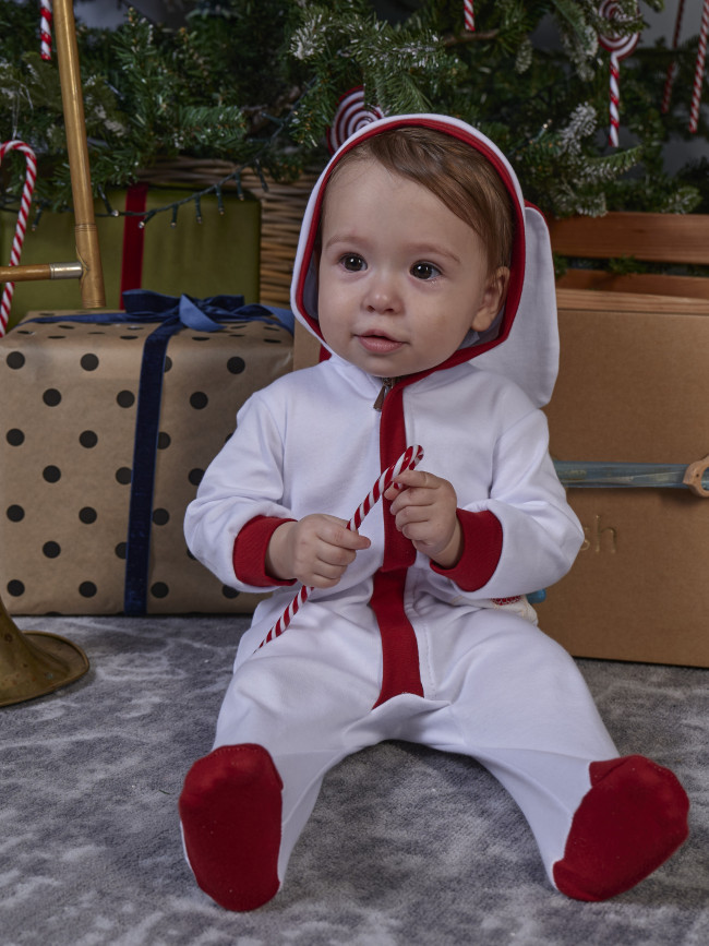 Новогодний нарядный комбинезон слип с ушками и капюшоном, Заяц Новогодний нарядный комбинезон слип с ушками и капюшоном, Заяц