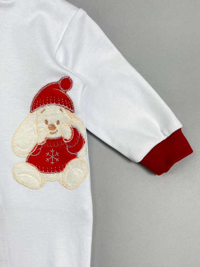 Новогодний нарядный комбинезон слип с ушками и капюшоном, Заяц Новогодний нарядный комбинезон слип с ушками и капюшоном, Заяц