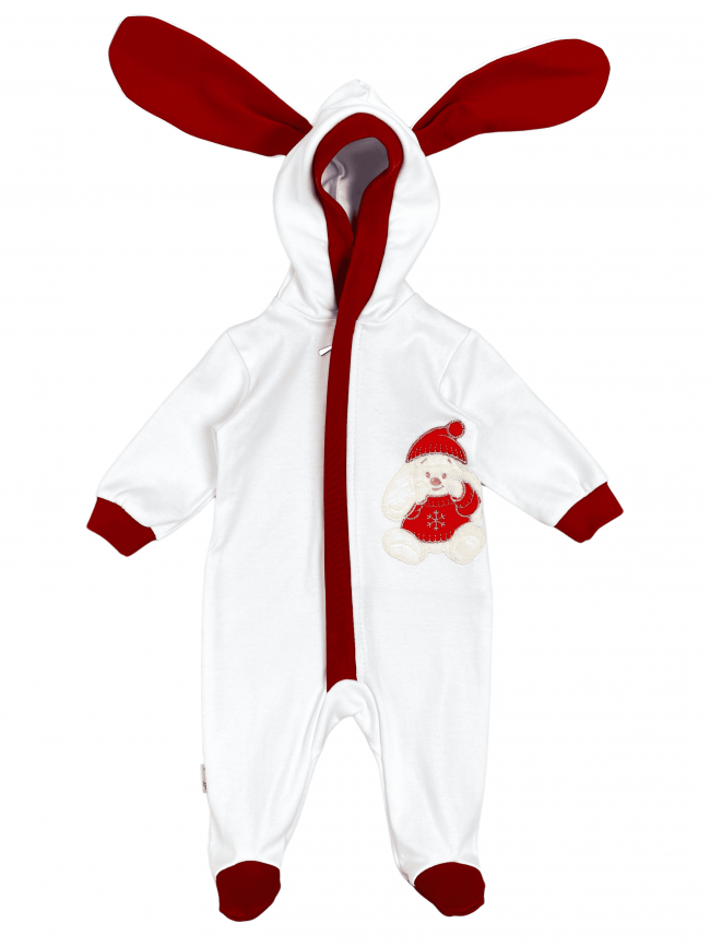 Новогодний нарядный комбинезон слип с ушками и капюшоном, Заяц Новогодний нарядный комбинезон слип с ушками и капюшоном, Заяц