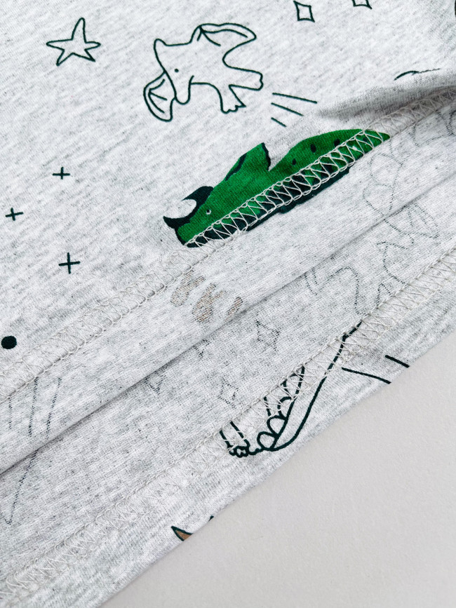 Детская футболка с коротким рукавом, Динозавры, серая