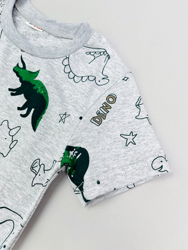 Детская футболка с коротким рукавом, Динозавры, серая