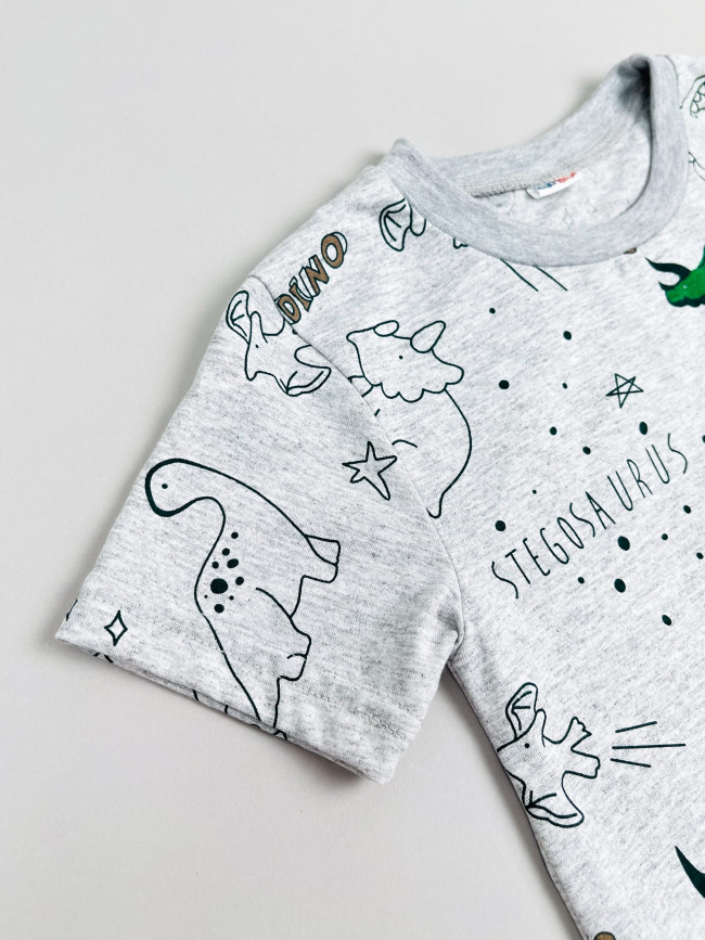 Детская футболка с коротким рукавом, Динозавры, серая