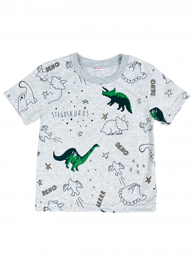 Детская футболка с коротким рукавом, Динозавры, серая