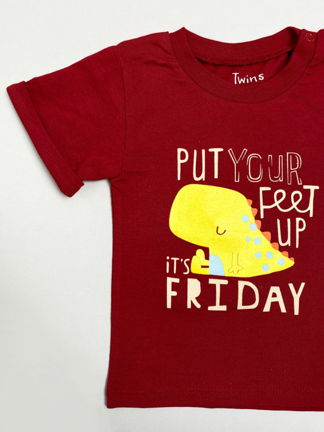 Футболка c коротким рукавом Dino Friday, красная Футболка c коротким рукавом Dino Friday, красная