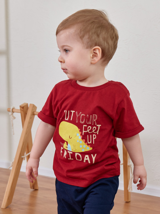 Футболка c коротким рукавом Dino Friday, красная Футболка c коротким рукавом Dino Friday, красная