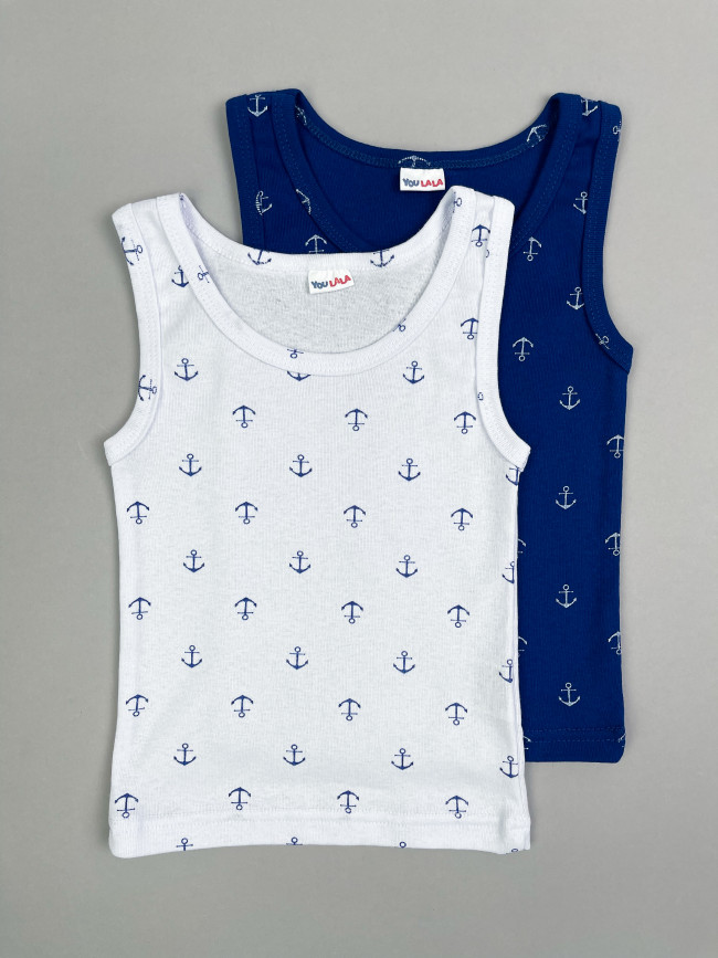 Комплект маек для мальчика, Морячок с якорями