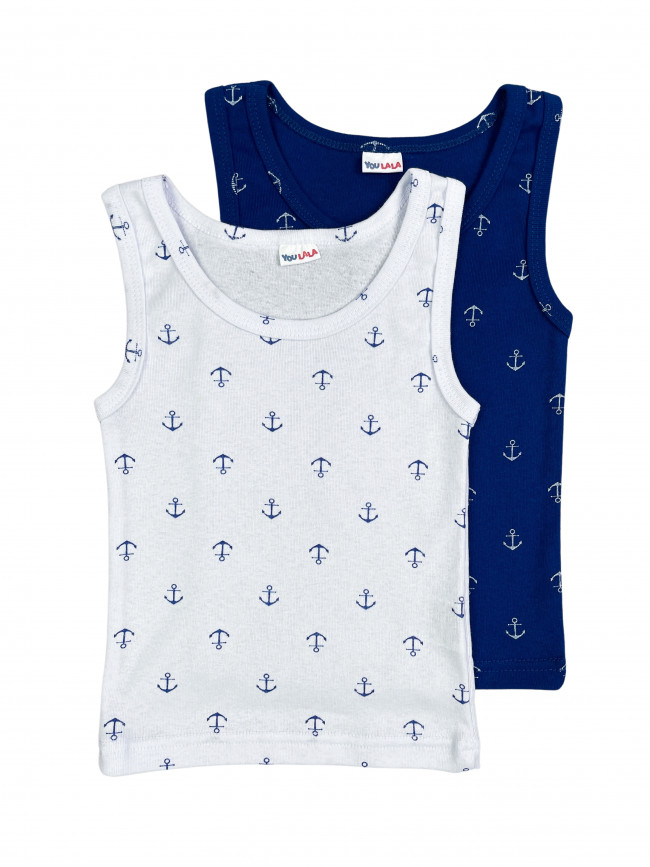 Комплект маек для мальчика, Морячок с якорями