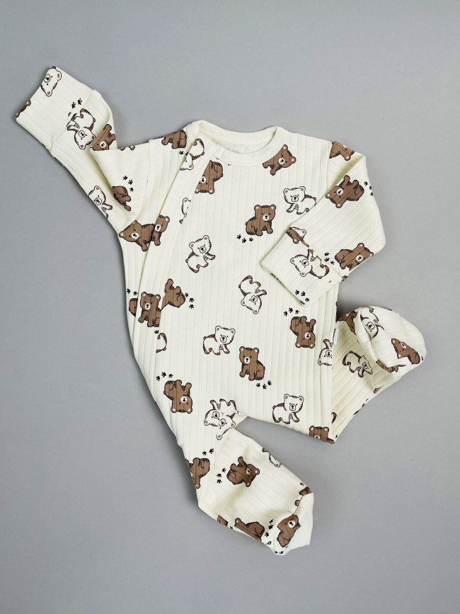 Набор детских комбинезонов на молнии, Ванилька, Мишкин сон, с ножками Набор детских комбинезонов на молнии, Ванилька, Мишкин сон, с ножками