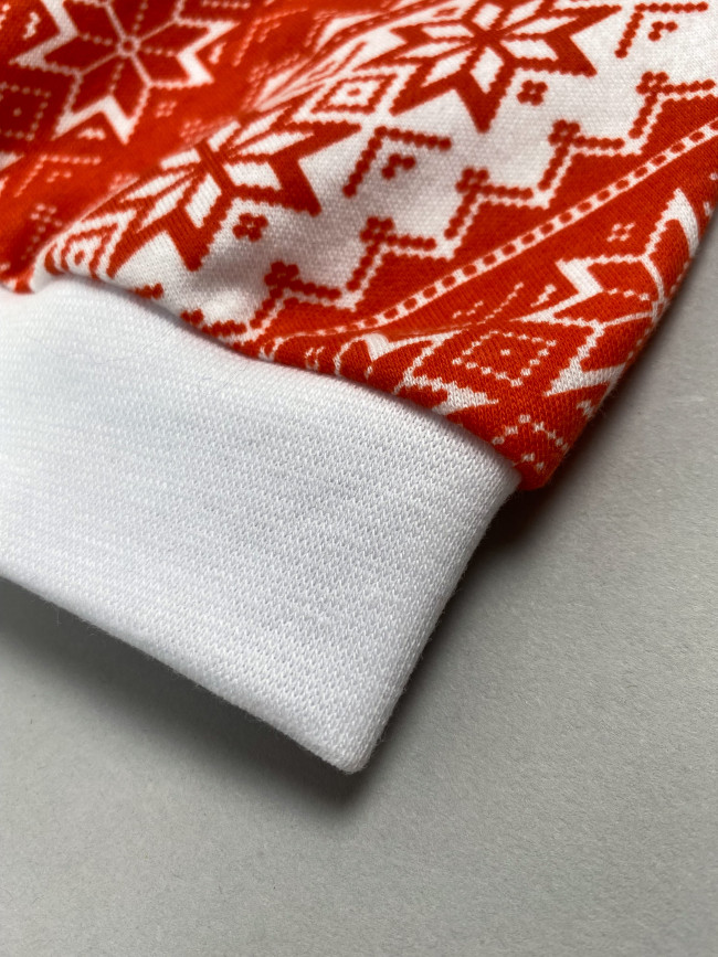 Новогодний комбинезон слип с колпачком, Звездочка, красный с белым