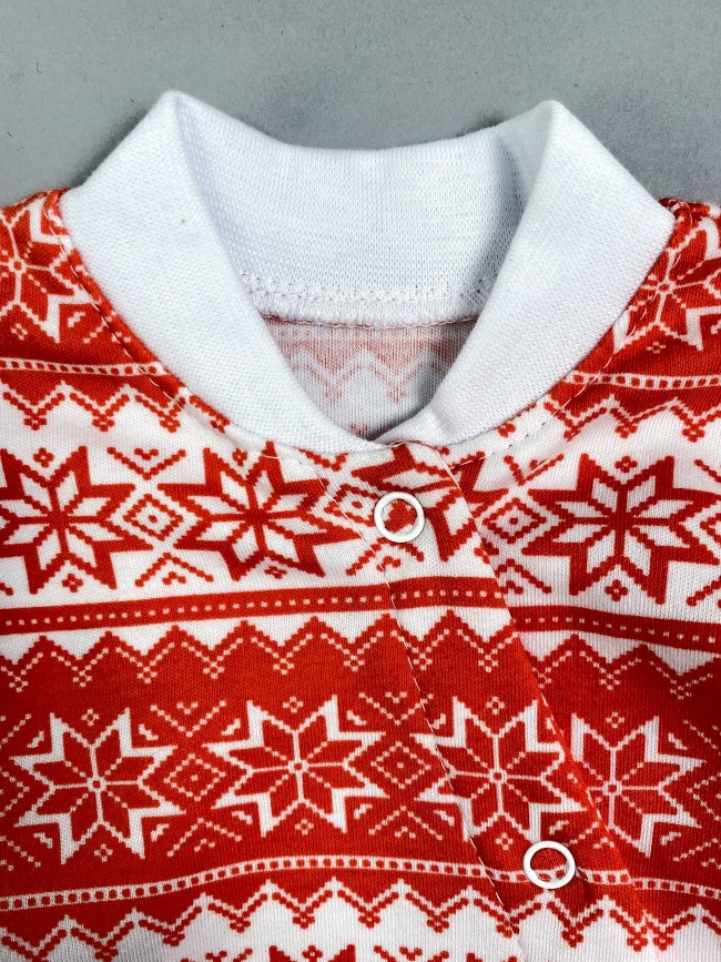 Новогодний комбинезон слип с колпачком, Звездочка, красный с белым