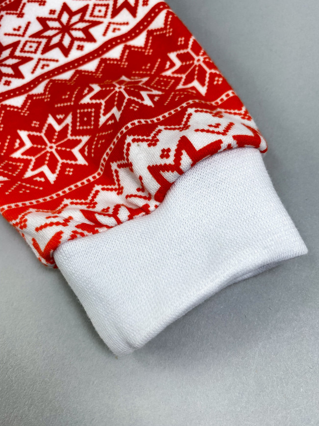 Новогодний комбинезон слип с колпачком, Звездочка, красный с белым