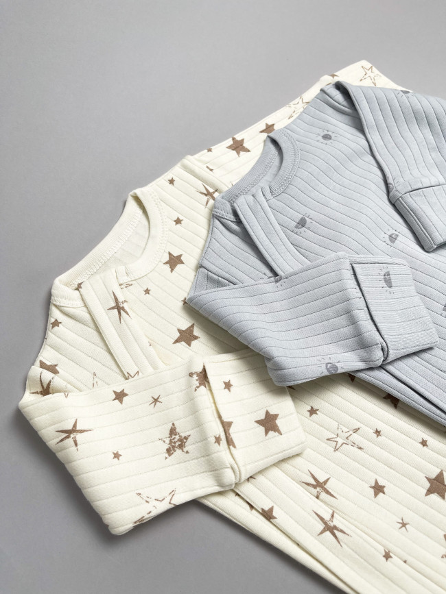 Набор детских комбинезонов на молнии, Ванилька, Первая звезда, с ножками Набор детских комбинезонов на молнии, Ванилька, Первая звезда, с ножками