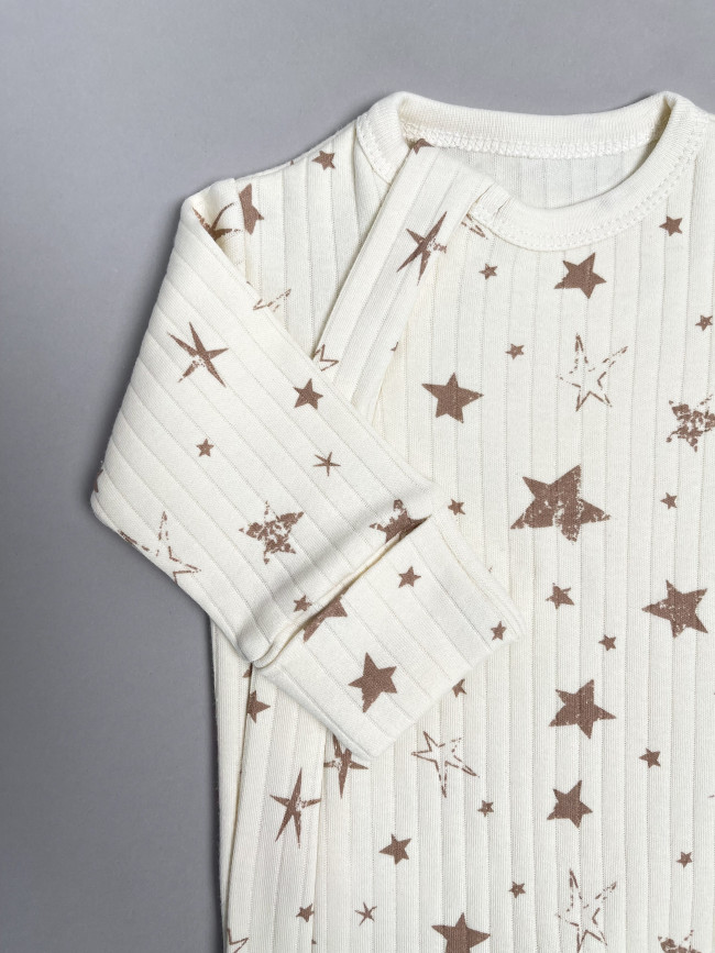 Набор детских комбинезонов на молнии, Ванилька, Первая звезда, с ножками Набор детских комбинезонов на молнии, Ванилька, Первая звезда, с ножками