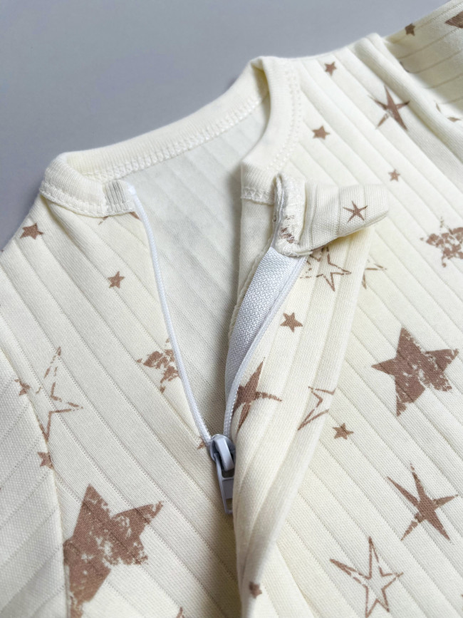 Набор детских комбинезонов на молнии, Ванилька, Первая звезда, с ножками Набор детских комбинезонов на молнии, Ванилька, Первая звезда, с ножками