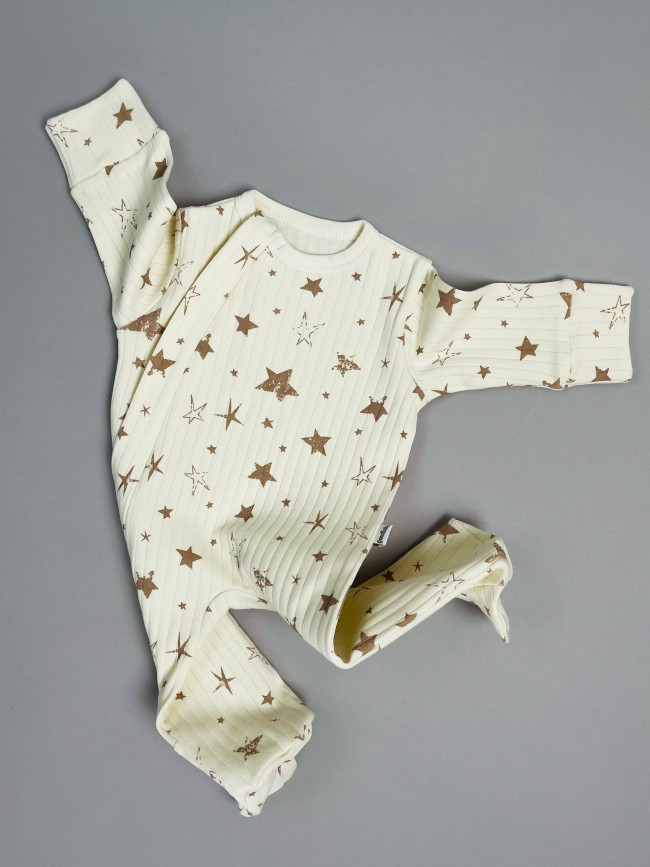 Набор детских комбинезонов на молнии, Ванилька, Первая звезда, с ножками Набор детских комбинезонов на молнии, Ванилька, Первая звезда, с ножками